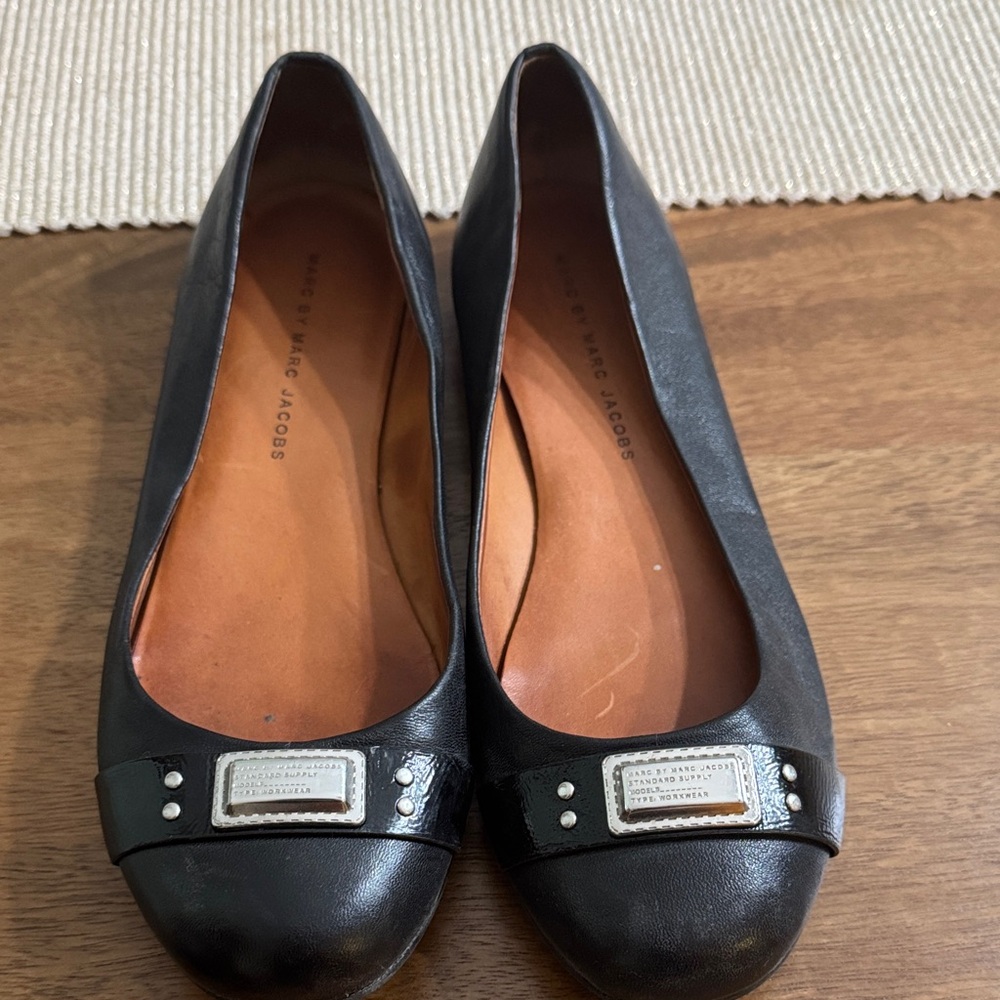 Marc by Marc Jacobs Black Flats with Silver Accents